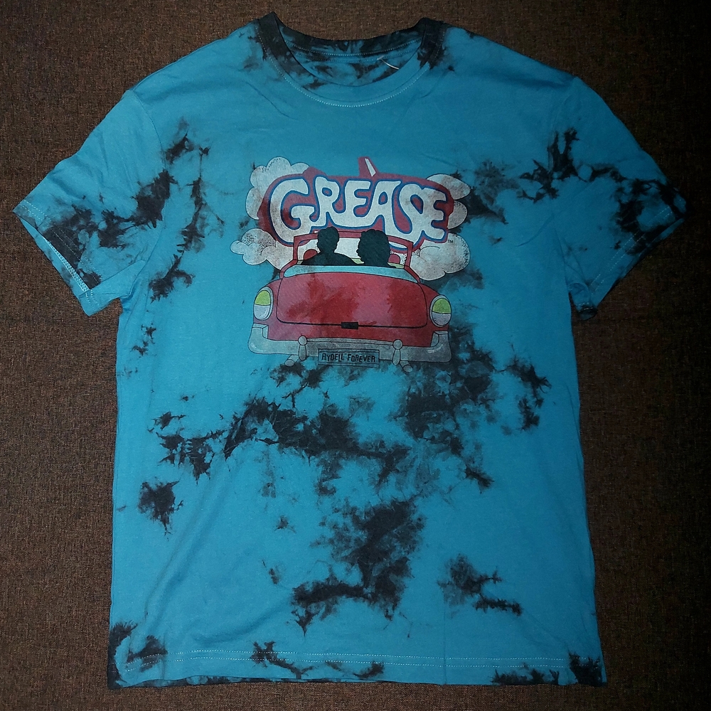 Grease Rydell Forever Womens Tie-Dye Graphic Half Sleeve Tee T-Shirt Blue Size M